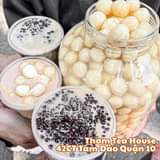 May be an image of dessert and text that says "Thơm Tea House 42CT Tam Đão Quận 10"
